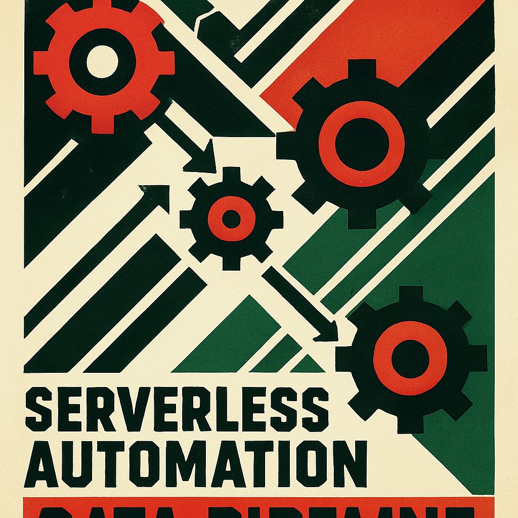 Constructivist graphic representing a serverless automation data pipeline